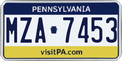 PA license plate MZA7453