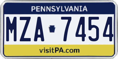 PA license plate MZA7454