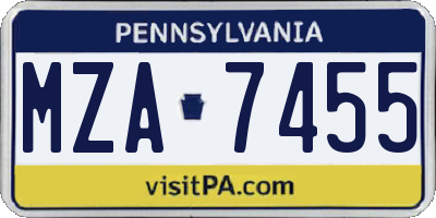 PA license plate MZA7455