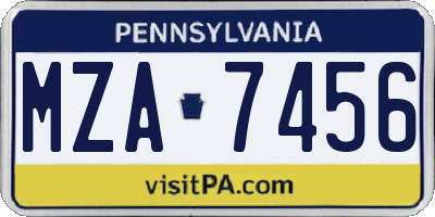 PA license plate MZA7456