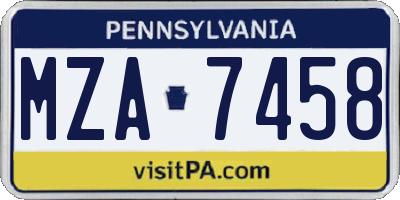 PA license plate MZA7458