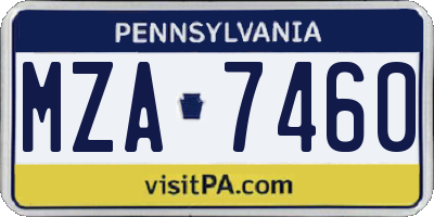 PA license plate MZA7460