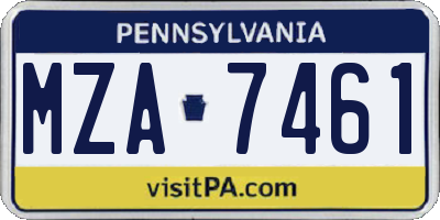 PA license plate MZA7461