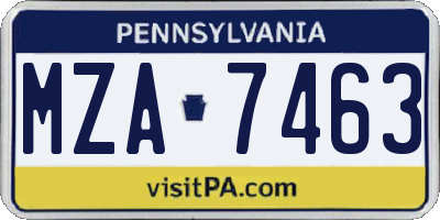 PA license plate MZA7463
