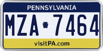 PA license plate MZA7464