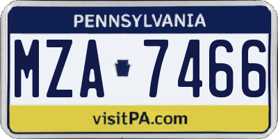 PA license plate MZA7466