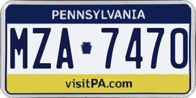 PA license plate MZA7470