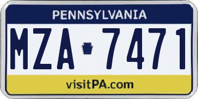 PA license plate MZA7471