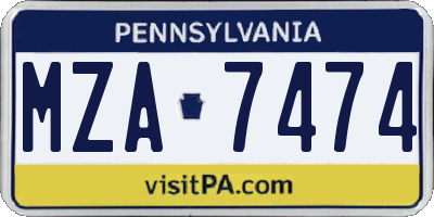PA license plate MZA7474