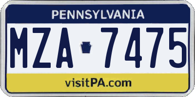 PA license plate MZA7475