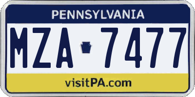 PA license plate MZA7477
