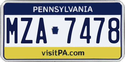 PA license plate MZA7478