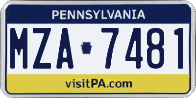 PA license plate MZA7481