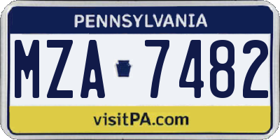 PA license plate MZA7482