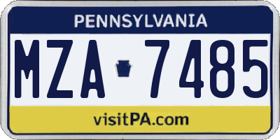 PA license plate MZA7485