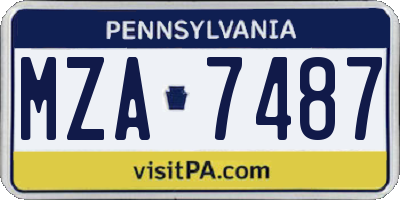 PA license plate MZA7487