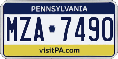 PA license plate MZA7490