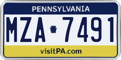 PA license plate MZA7491