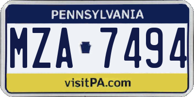 PA license plate MZA7494