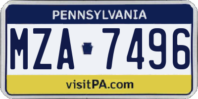 PA license plate MZA7496