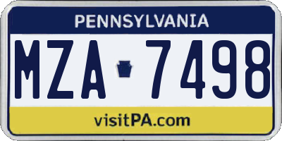PA license plate MZA7498