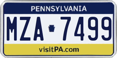 PA license plate MZA7499
