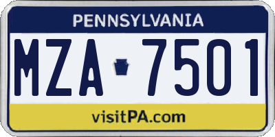 PA license plate MZA7501