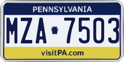 PA license plate MZA7503