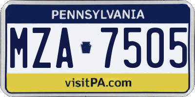 PA license plate MZA7505