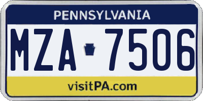 PA license plate MZA7506