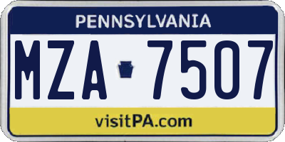 PA license plate MZA7507