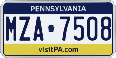 PA license plate MZA7508