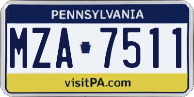 PA license plate MZA7511