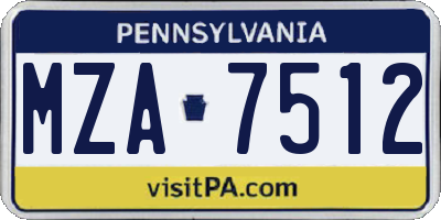 PA license plate MZA7512