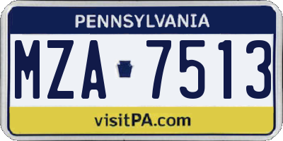 PA license plate MZA7513