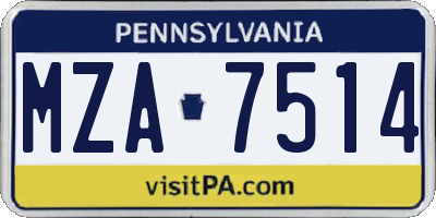 PA license plate MZA7514
