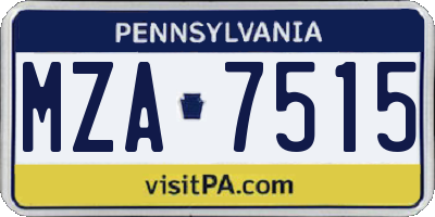 PA license plate MZA7515