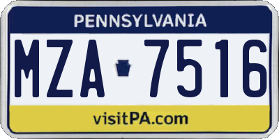 PA license plate MZA7516