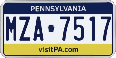 PA license plate MZA7517