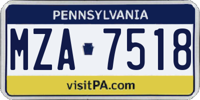 PA license plate MZA7518