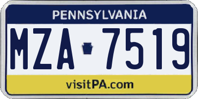 PA license plate MZA7519
