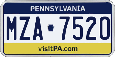 PA license plate MZA7520