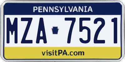 PA license plate MZA7521