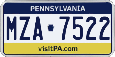 PA license plate MZA7522