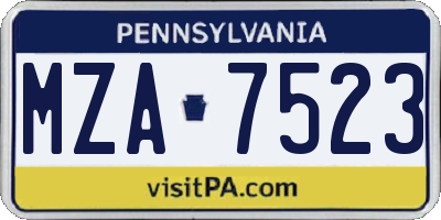 PA license plate MZA7523