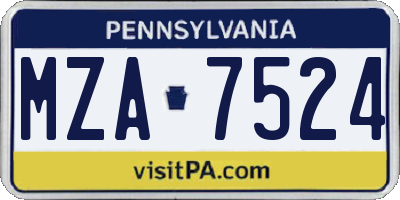 PA license plate MZA7524