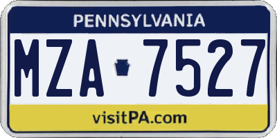 PA license plate MZA7527