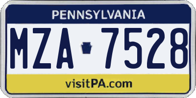 PA license plate MZA7528