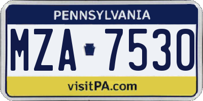 PA license plate MZA7530