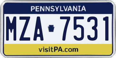PA license plate MZA7531